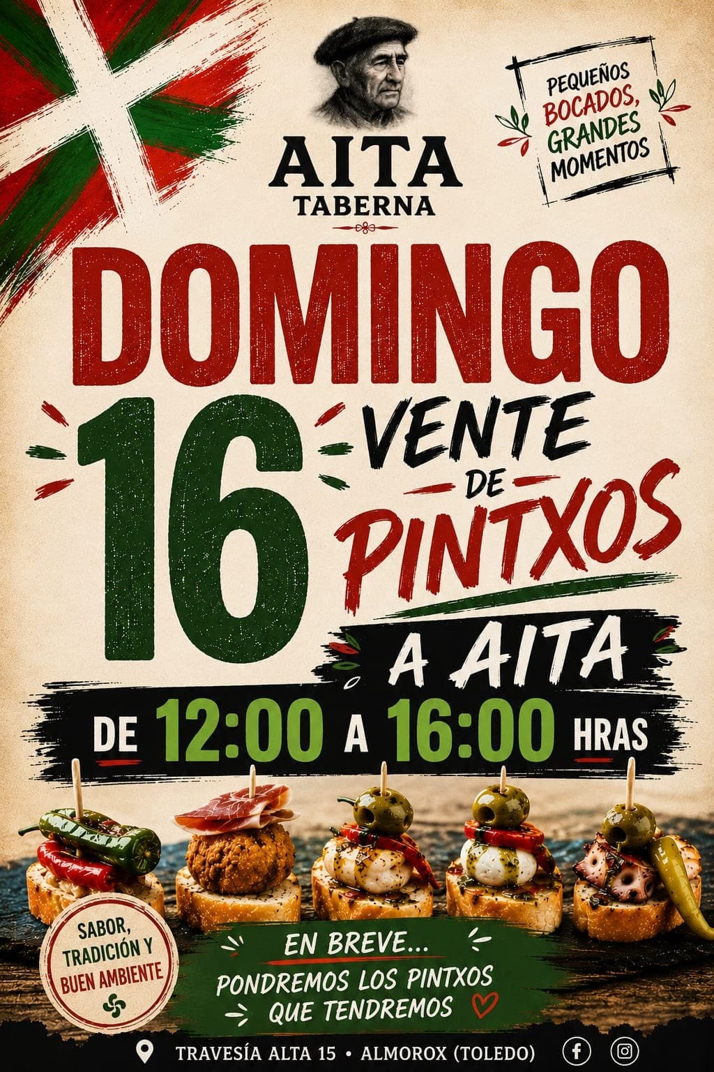 Cartel de la Venta de Pintxos celebrada en Taberna Aita